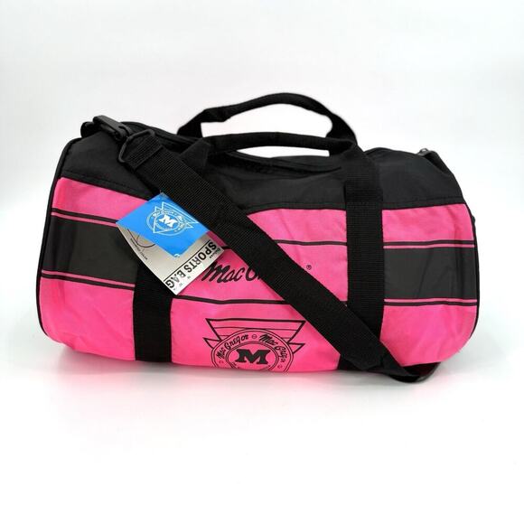VTG 1991 MacGregor Duffle Gym Sports Bag Overnight 18”x10” Hot Pink Black Light - Picture 1 of 9
